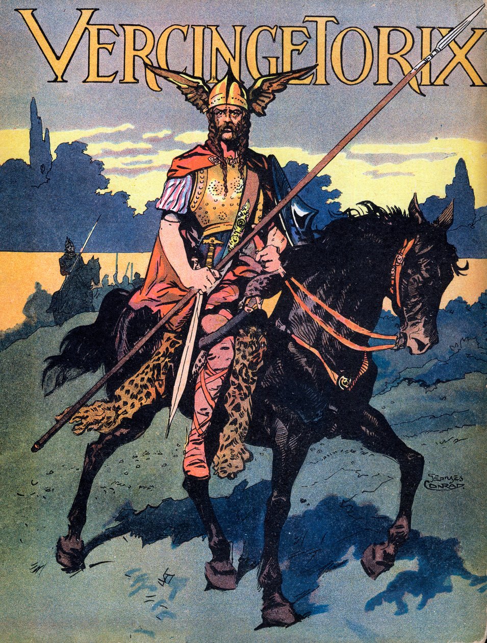 维辛格托里克斯（Vercingetorix，约公元前 80-46 年）的肖像，阿弗纳部落的战士和高卢领袖”“We-Gires-Nationals”周围 作者 乔治·康拉德