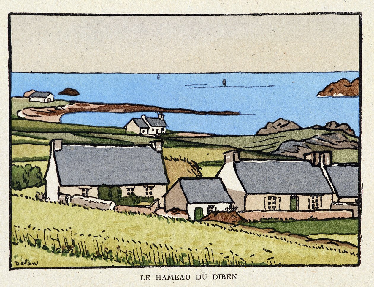Le hameau de Diben - in “” Sur les chemins de France”” by Georges Delaw (1871-1938) 作者 乔治·德劳