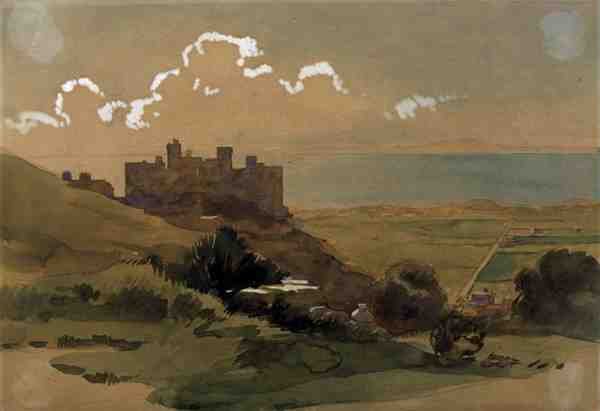哈雷奇城堡，约1913年（水彩画）。 作者 乔治·加斯科因