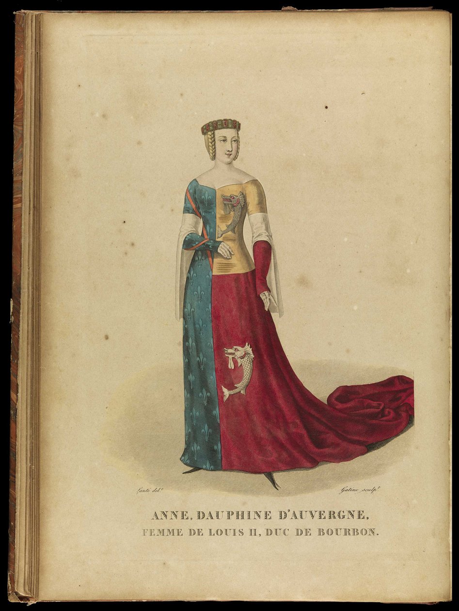 奥弗涅（Auvergne）的安妮（Anne of Auvergne）1358-1417，福雷斯伯爵夫人和波旁公爵夫人，18世纪末。 作者 乔治·雅克·加丁