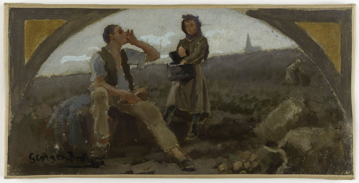 巴黎市政厅餐厅草图：La pomme de terre，约 1893 年（布面油画） 作者 乔治·朱尔斯·贝特朗