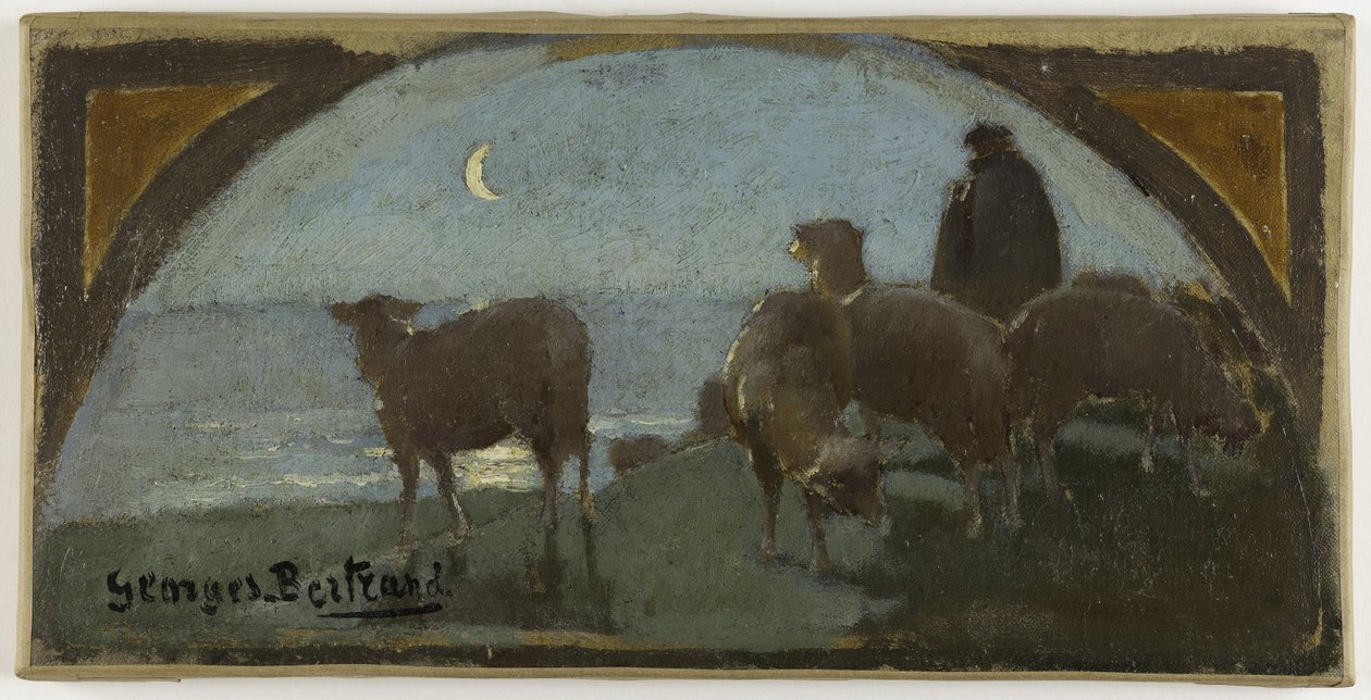 巴黎市政厅餐厅草图：La viande de mouton，约 1893 年（布面油画） 作者 乔治·朱尔斯·贝特朗