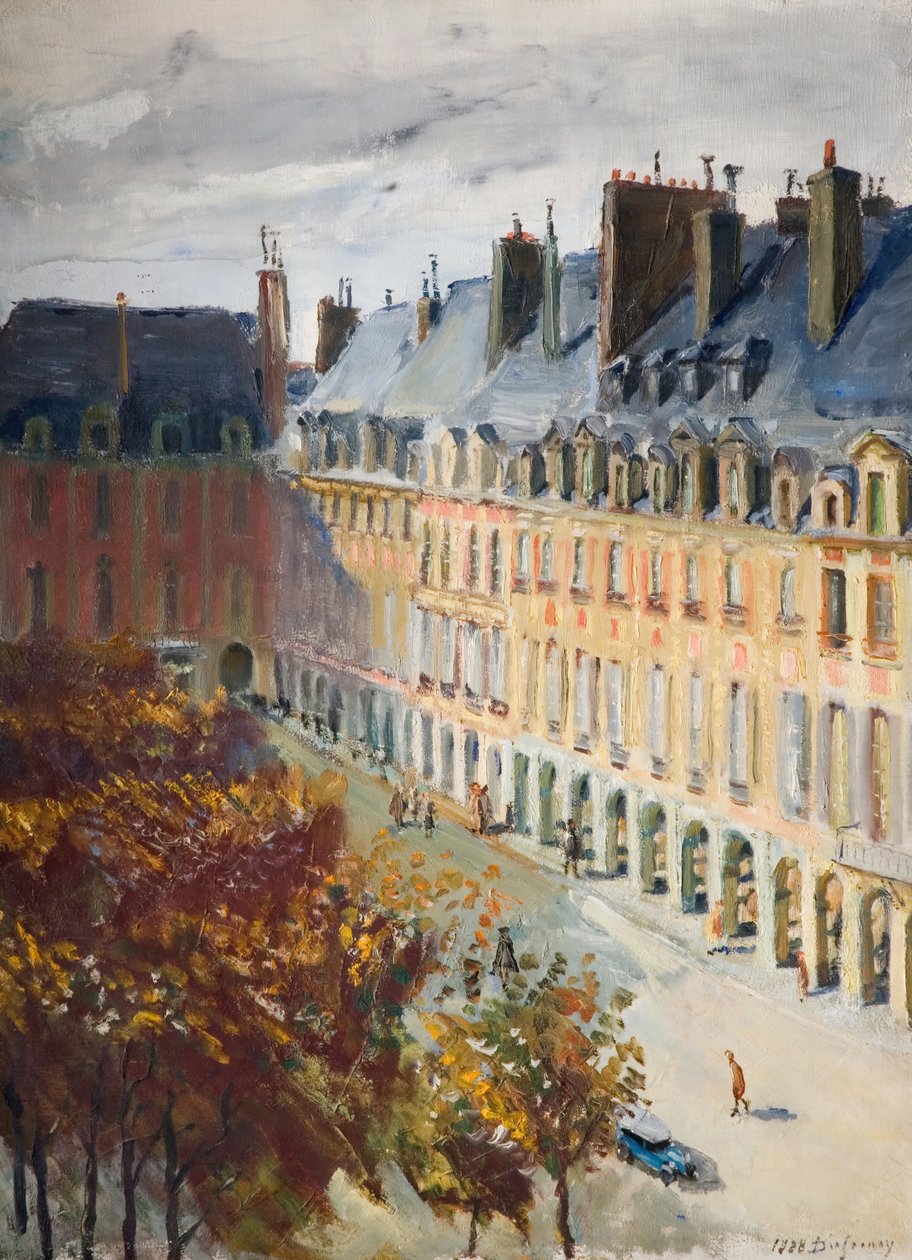 La Place Des Vosges, 1928年。 作者 乔治·莱昂·杜弗诺伊