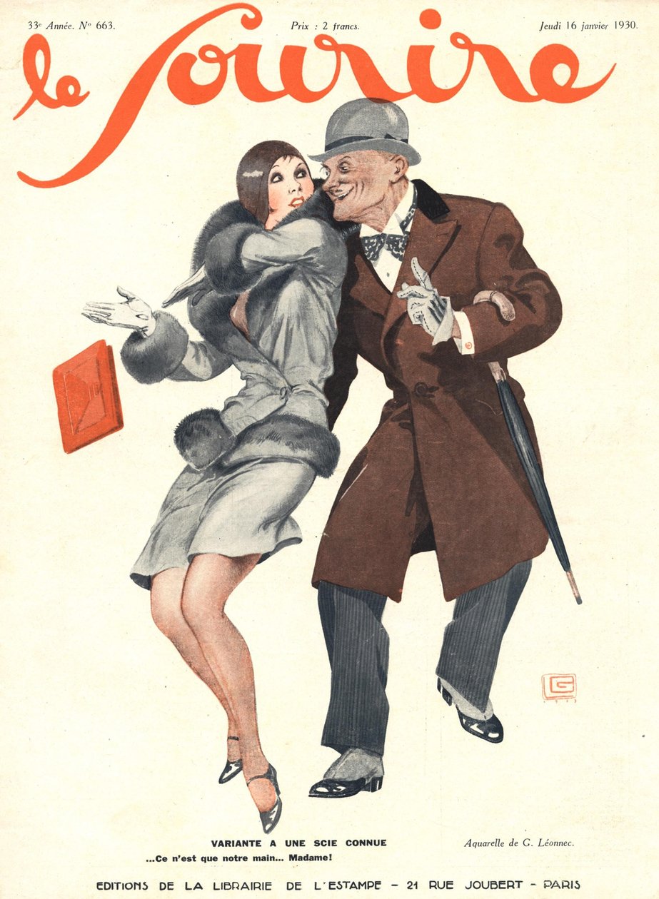 《Le Sourire》封面，1930 年 1 月（彩色平版印刷） 作者 乔治·莱昂内克