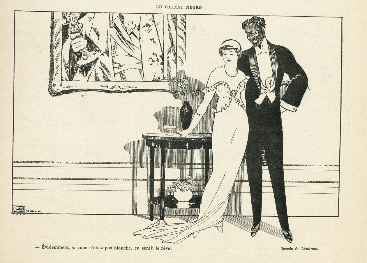 Georges Leonnec（1881-1940 年）在《Le Lire》上的插图，20/07/12 - Le galant negro - Amour, Xenophobia - Black 作者 乔治·莱昂内克
