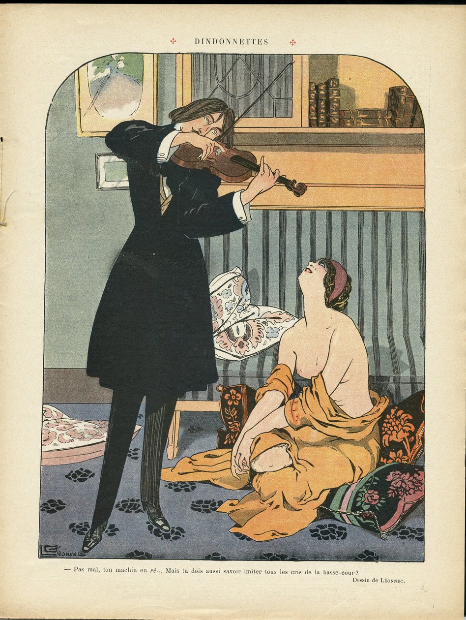Georges Leonnec（1881-1940 年）在《Le Rire》上的插图，21/09/12 - 土耳其 - 音乐, 小提琴 作者 乔治·莱昂内克