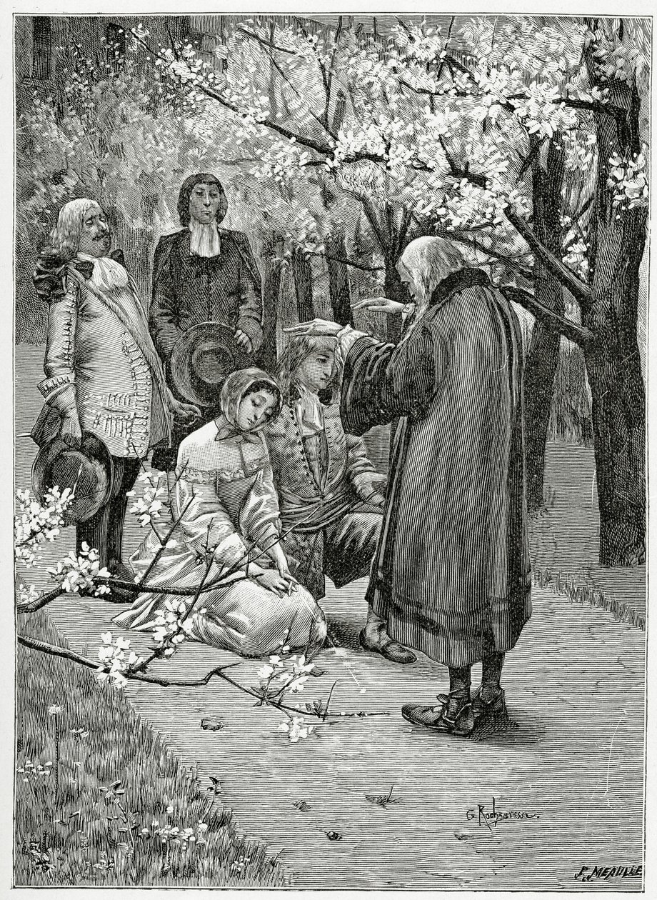 Ethel和Ordener婚礼 - 来自冰岛汉族的插图，19世纪（bw雕刻） 作者 乔治·玛丽·罗什格罗塞（Georges Marie Rochegrosse）