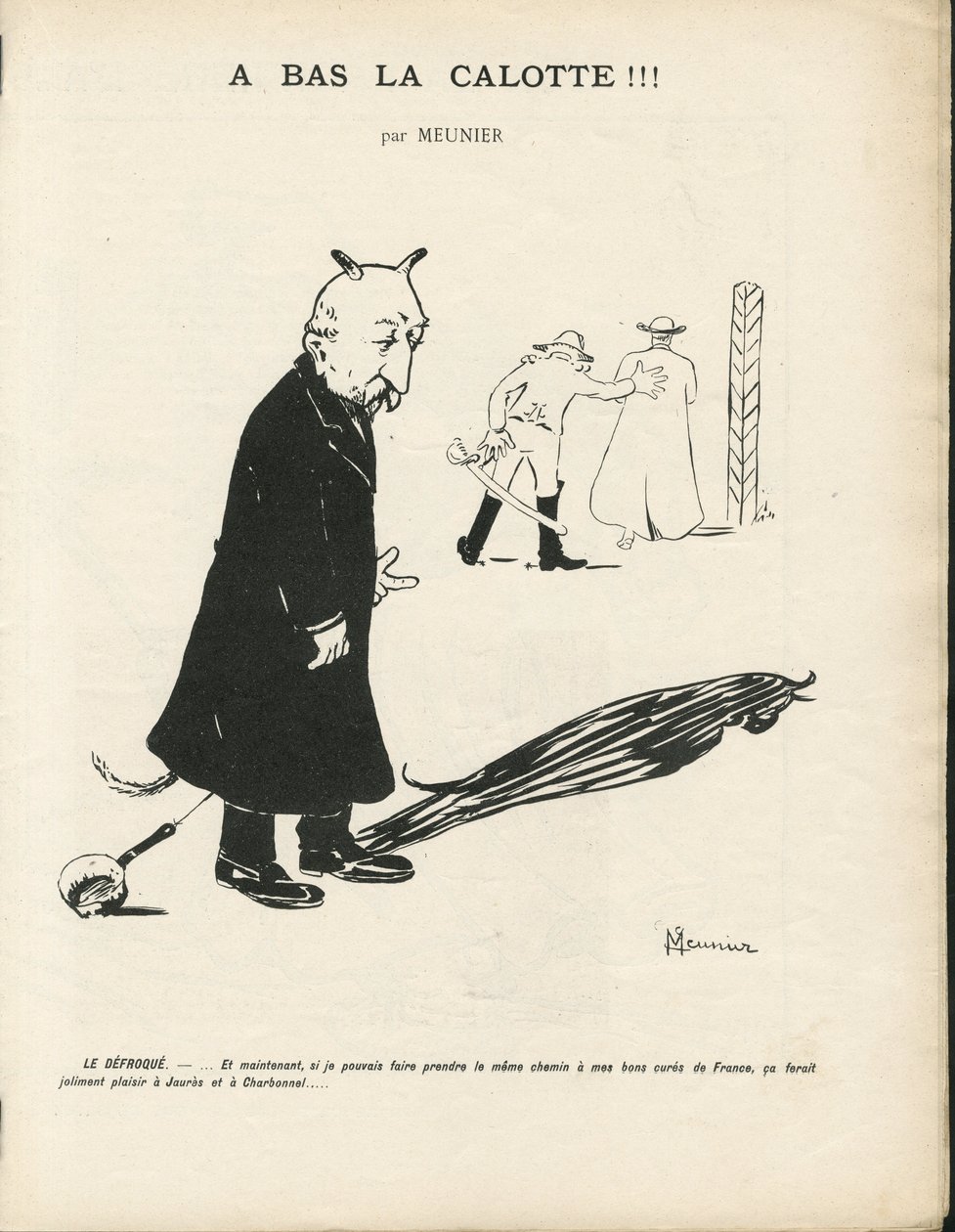 Georges Meunier (1869-1934) 在 Le Panache 中的插图，保皇派杂志 illustree，20/01/04 - 保皇主义，宗教信仰 - Combes Emile，魔鬼 - 动物化 作者 乔治·穆尼耶
