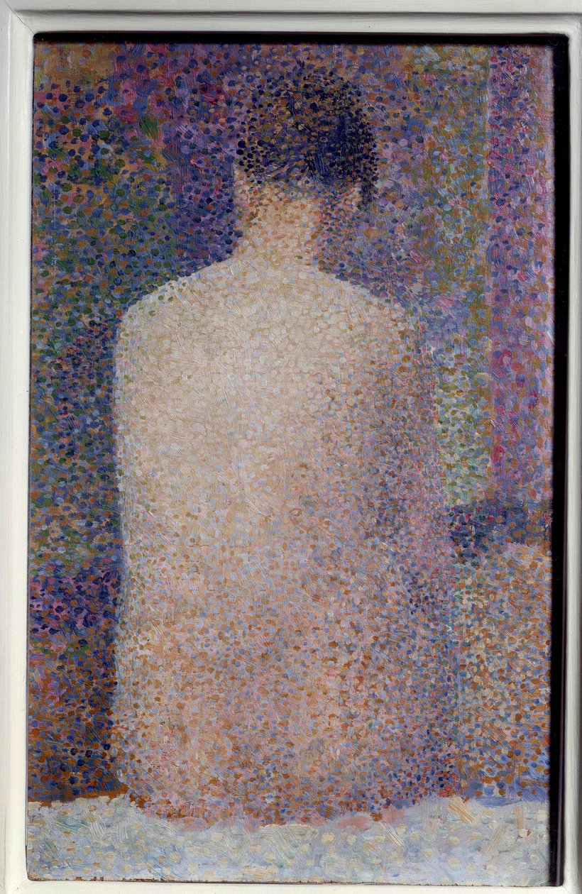 Georges Seurat (1859-1891) 1887 年的背面铺设画。 0,24x1,55 m 巴黎，奥赛博物馆 - 模型，后视图。 Georges Seurat (1859-1891) 1887 年作画。0.24 x 1.55 m。 巴黎奥赛博物馆 作者 乔治·皮埃尔·苏拉特