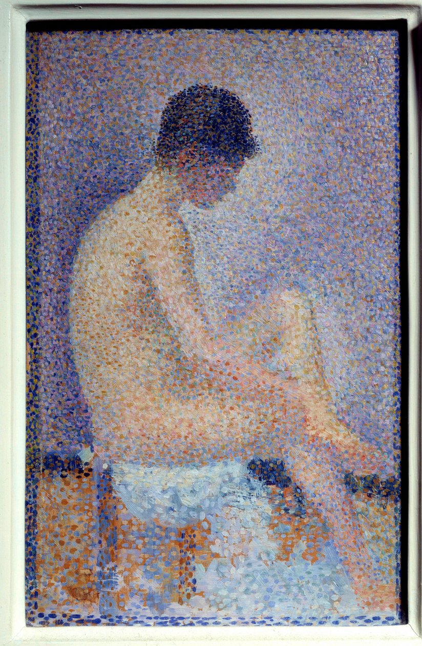 乔治·修拉 (Georges Seurat) (1859-1881) 的画作，1887 年昏暗。 0,25x0,16 m 巴黎奥赛博物馆 - 侧面模型。 Georges Seurat (1859-1881) 的画作，1887 年。0.25 x 0.16 m。 巴黎奥赛博物馆 作者 乔治·皮埃尔·苏拉特