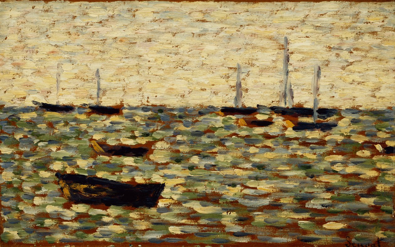 格兰坎普海； La Mer a Grandcamp，1885年 作者 乔治·皮埃尔·苏拉特