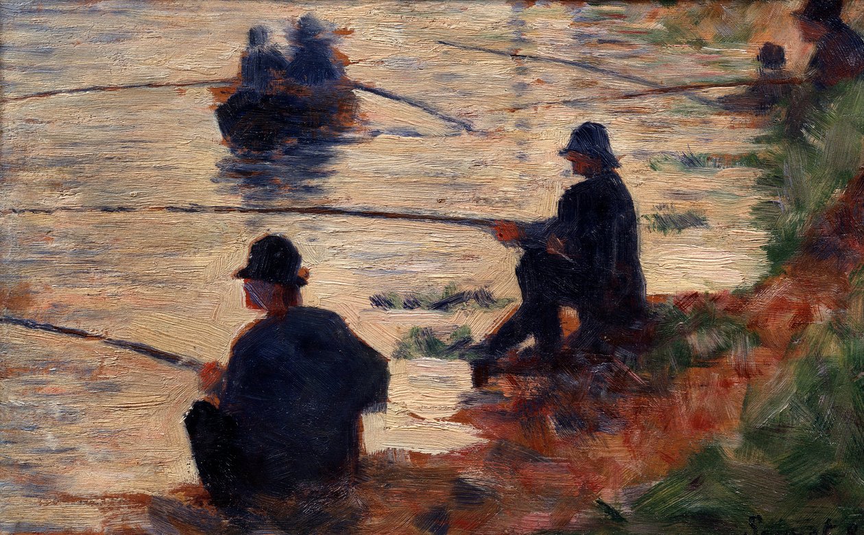 研究线的渔民们正在寻找大鱼。 Georges Seurat (1859-1891) 1883 年作画。 0,16x0,25 m 特鲁瓦，现代艺术博物馆 作者 乔治·皮埃尔·苏拉特