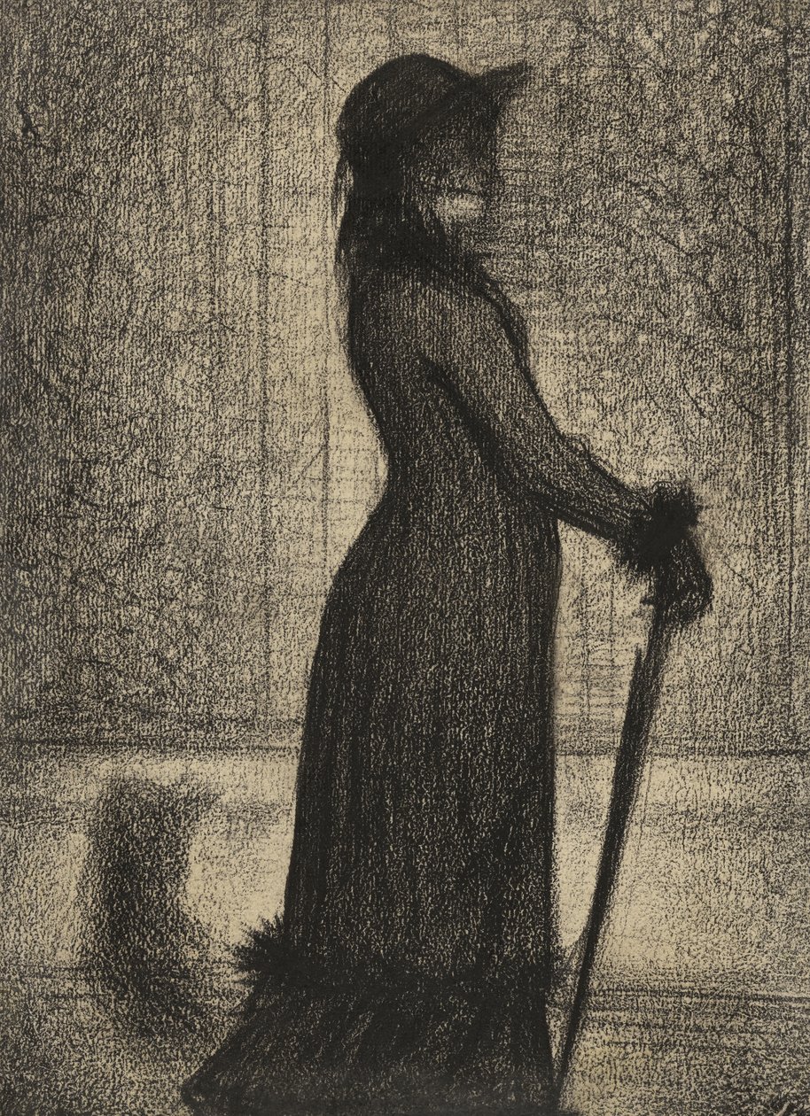 Une Elegante，女人漫步，约1884年（米哈利特纸上的铅笔故事） 作者 乔治·皮埃尔·苏拉特