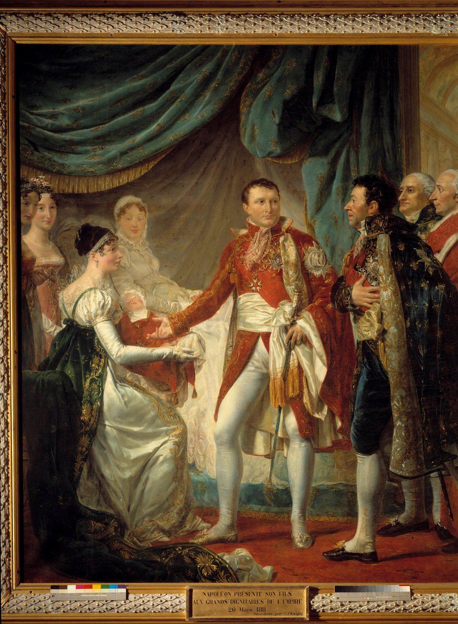Emperor Napoleon I presents his son the King of Rome to the dignitaries of the Empire on 20/03/1811 in the presence of the Iimpress Marie Louise Painting by Georges Rouget (1784-1869) 1812 Sun. 2,60 x 2,20 m - The presentation of the King of Rome -Napoleon 作者 乔治·鲁格