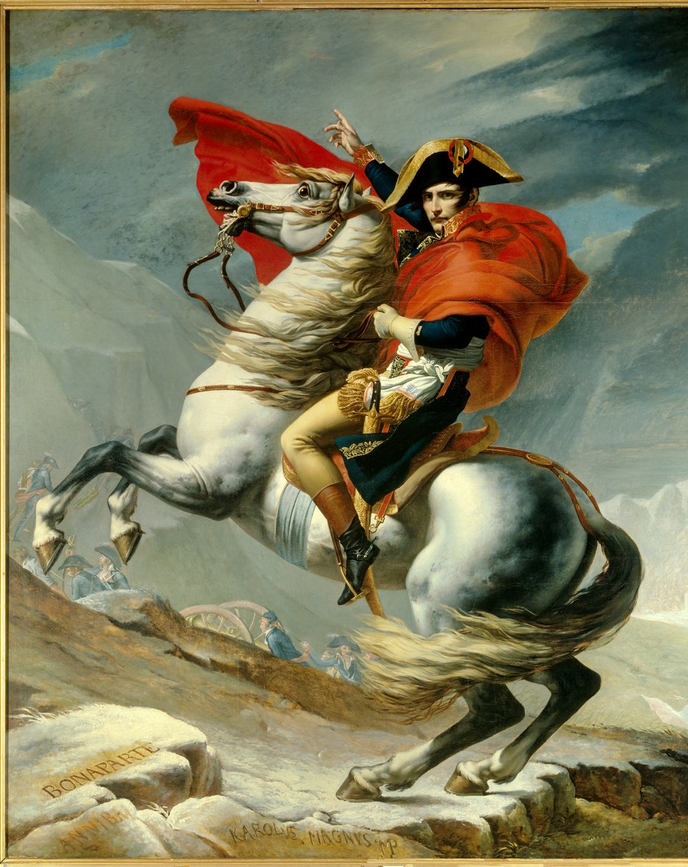 The First Consul Napoleon Bonaparte (1769-1821) crossing the Alps at the pass of the Grand Saint-Bernard in May 1800. Painting by Georges Rouget (1783-1869) by Jacques Louis David (1748-1825) 19th century Paris, musee de l