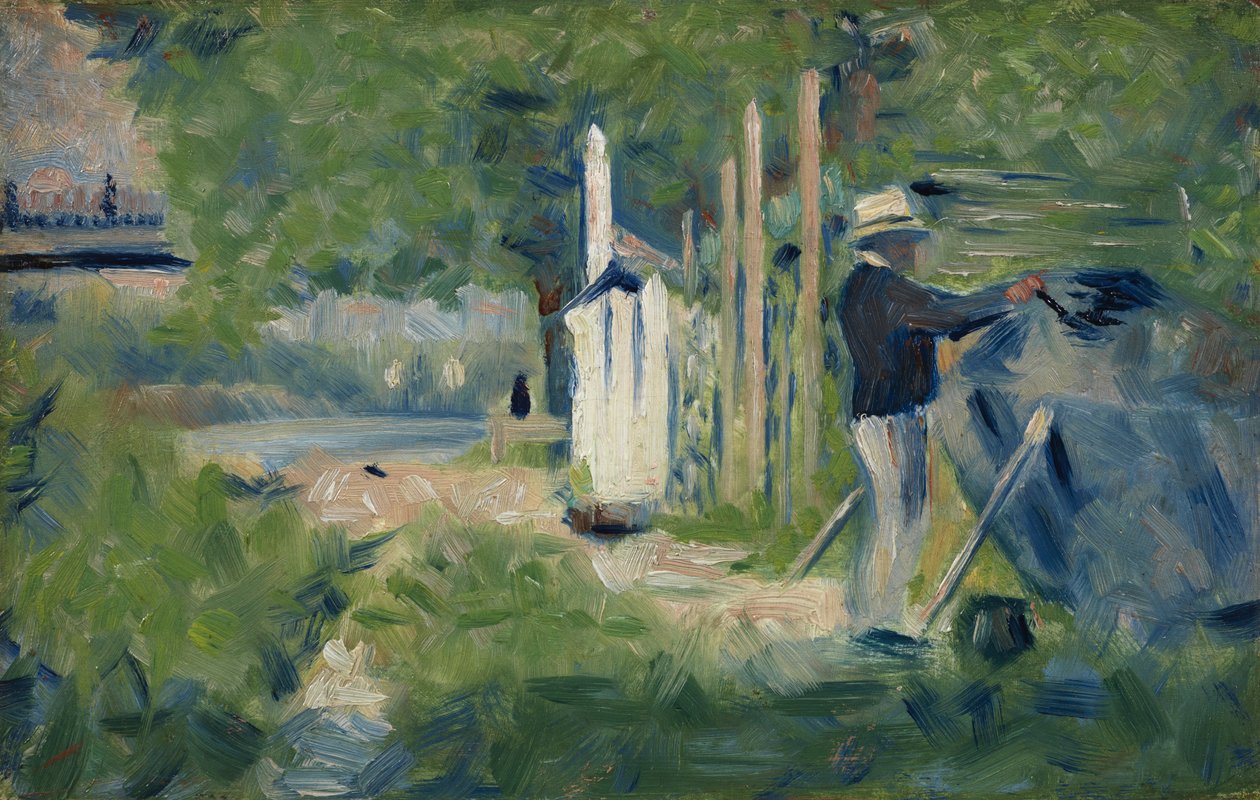 男人画他的船，c.1883（小组） 作者 乔治·苏拉特