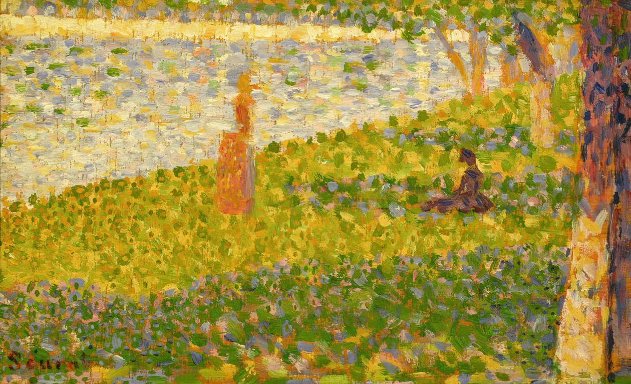 河岸上的妇女，研究La Grande Jatte，c.1885-86 作者 乔治·苏拉特