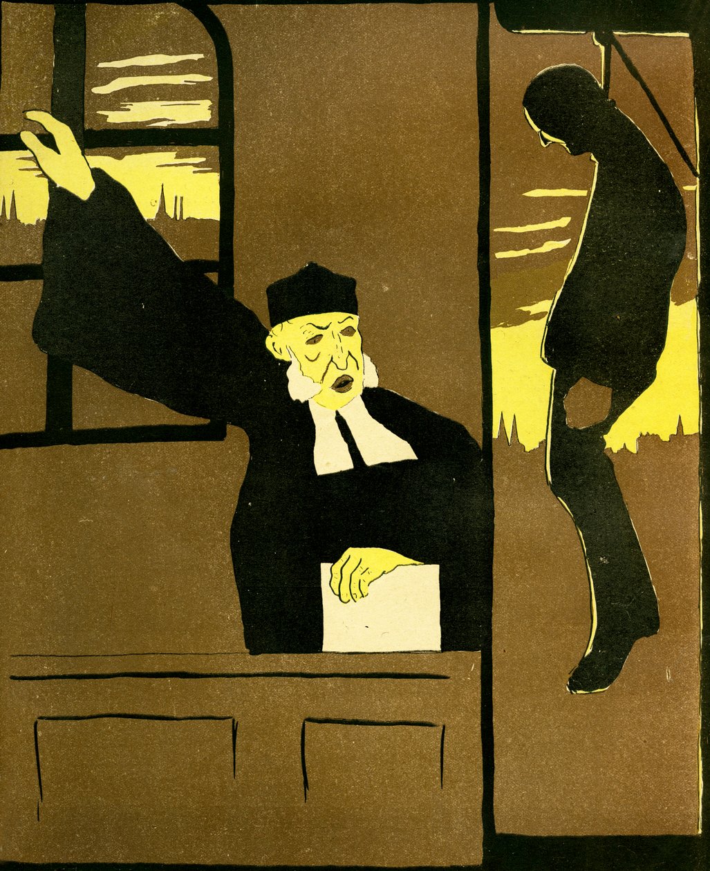 比利时法官判处一名男子被绞死，1904年。 作者 