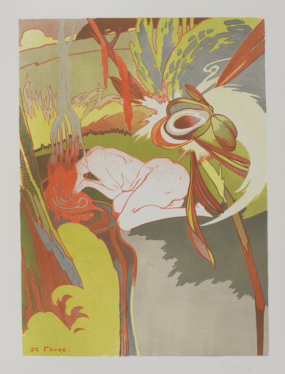 La Source du Mal，1894年（编织纸上的彩色光刻） 作者 乔治·德菲尔