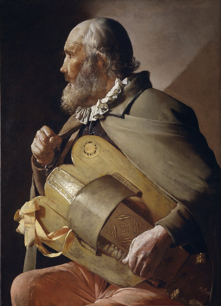 盲人Hurdy-Gurdy播放器，1610-1630 作者 乔治·德拉图尔