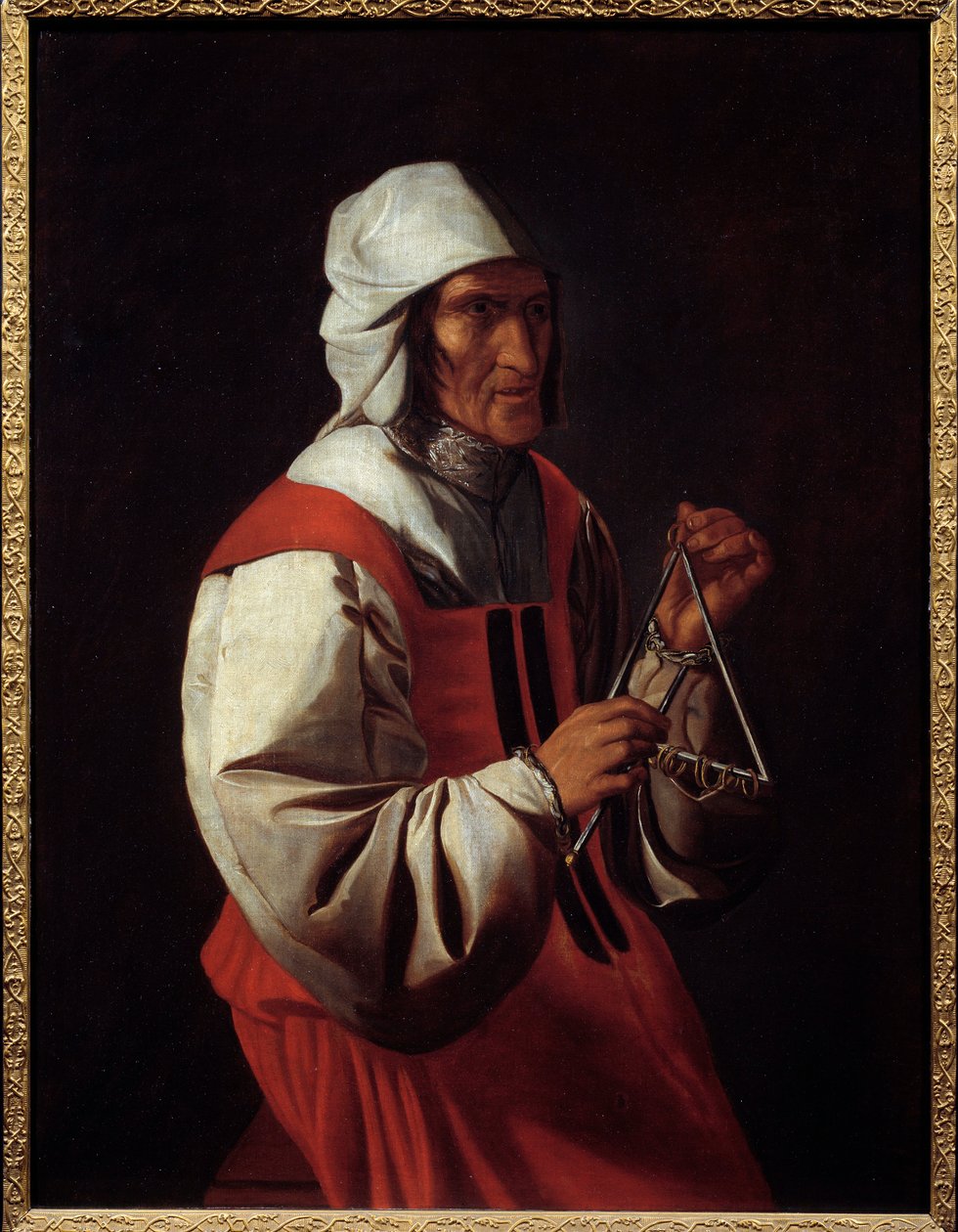 三角球员。 Georges De La Tour (1593-1652) 的绘画 作者 乔治·德拉图尔