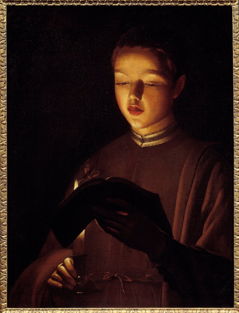 年轻的歌手。 Georges De La Tour (1593-1652) 的绘画 作者 乔治·德拉图尔