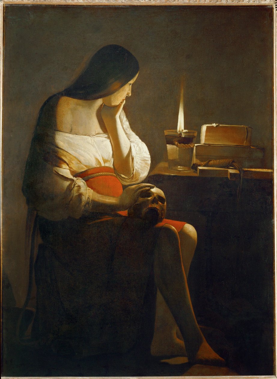 La Madeleine a la Veilleuse - Magdalen with the Night light ... 作者 乔治·德拉图尔