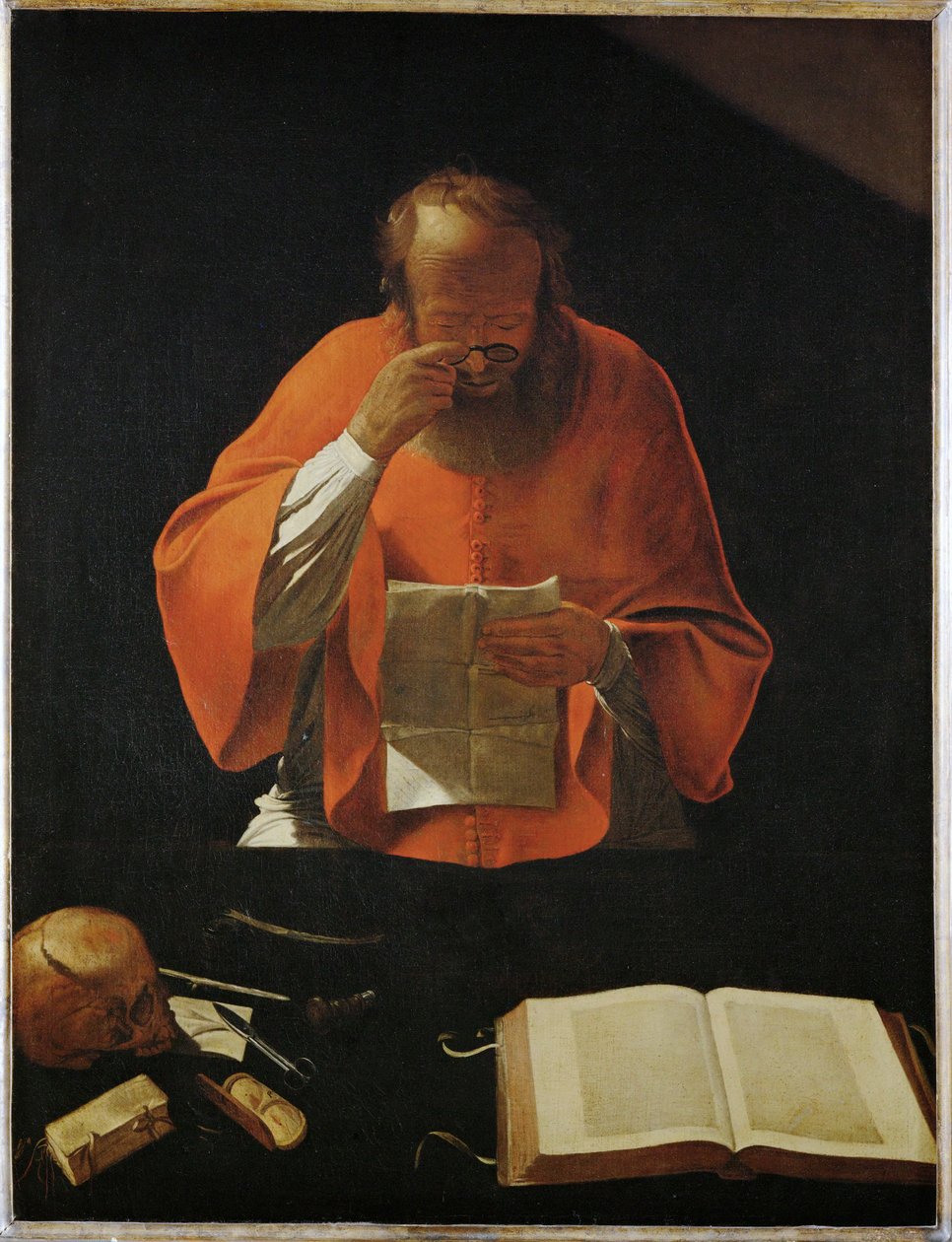 Saint Jerome lisant - Saint Jerome reading ... 作者 乔治·德拉图尔
