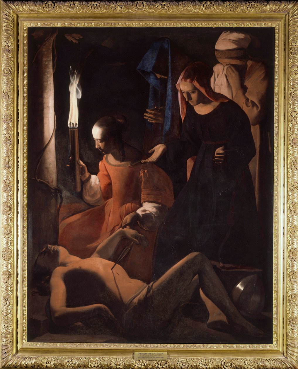 圣塞巴斯蒂安正在接受圣艾琳的治疗。 （St. Sebastian Tendered by St. Irene） Georges De La Tour 绘画（1593-1652） 作者 乔治·德拉图尔