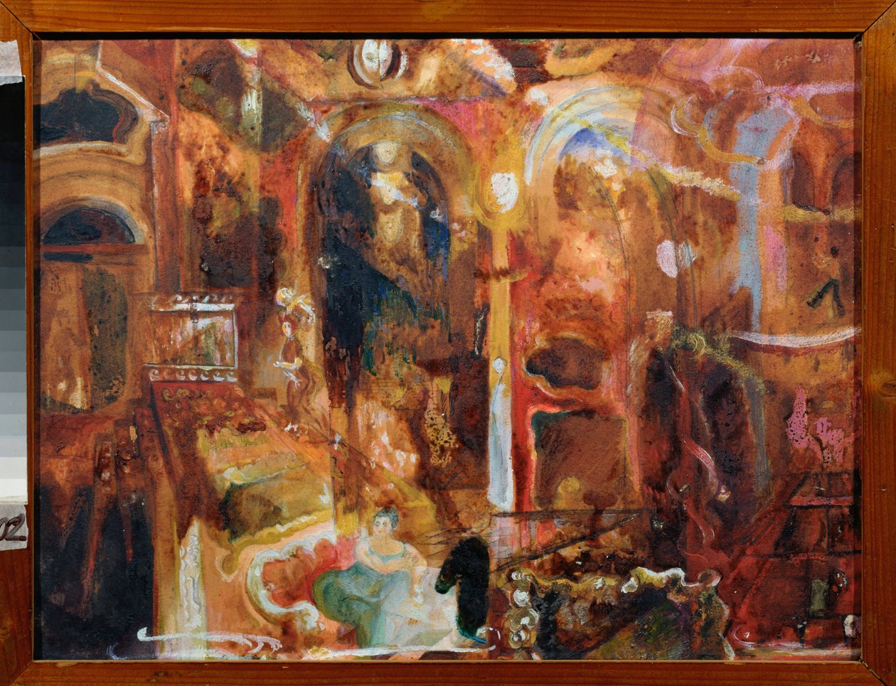 咖啡馆 (Cafe) - Georgi Bogdanovich Yakulov（1884-1928 年）的作品，纸上水彩和白描，俄罗斯艺术，20 世纪，未来主义 - 地区艺术博物馆，卡卢加（俄罗斯） 作者 格奥尔基·博格丹诺维奇·雅库洛夫