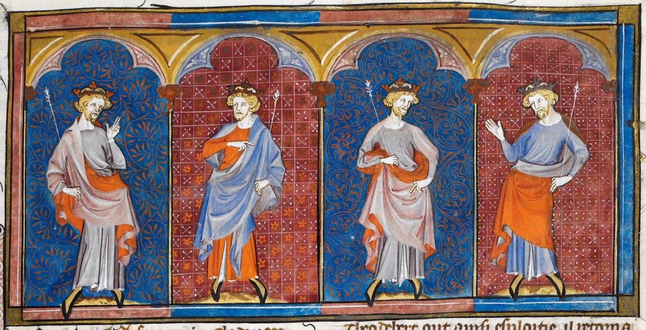 Clodomire、Childebert、Theodoric 和 Clothaire，选自《Chroniques de France ou de St Denis》，14 世纪 (22093692824) 作者 第比利斯的乔治亚·莱文·拉米什维利