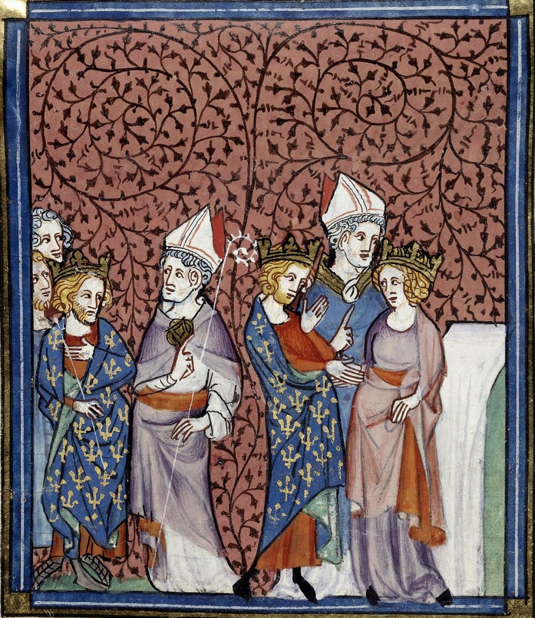 亨利一世派遣主教及其与安妮的婚姻，Grandes chroniques de France，Royal 16 G.VI，f.269v，约 1332-1350 年 (22727649151) 作者 第比利斯的乔治亚·莱文·拉米什维利