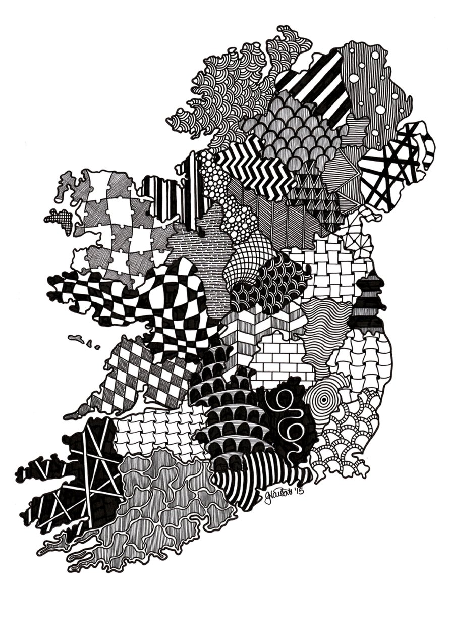 爱尔兰，2015（布里斯托尔板上的墨水） 作者 乔治娜·奈斯比特