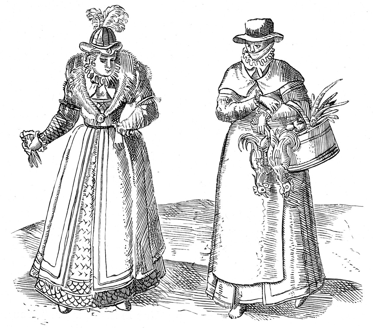 英国乡下人与宫廷女士，1572年 作者 乔治·布劳恩