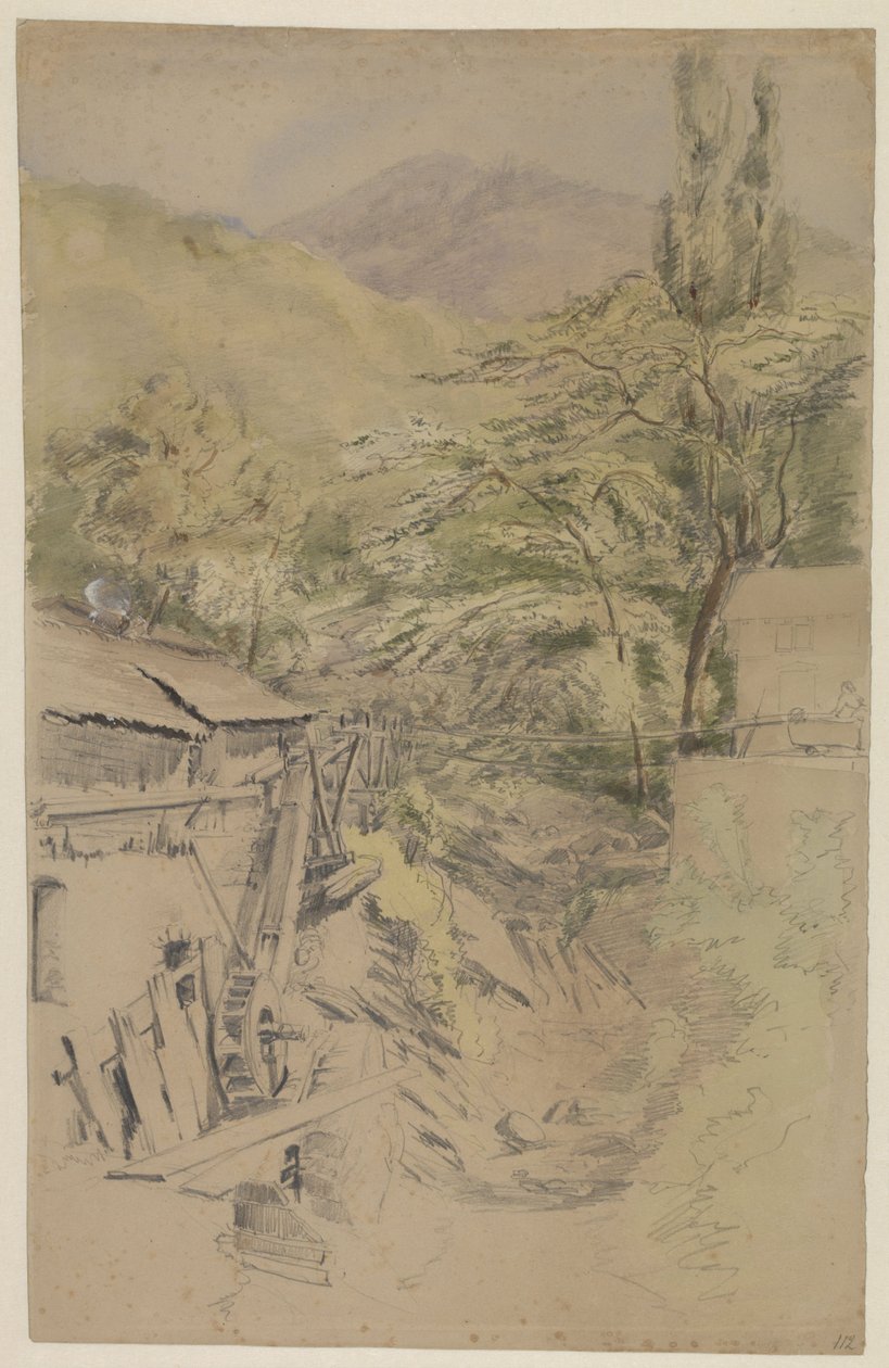与watermill的山风景 作者 杰拉德·比尔德斯