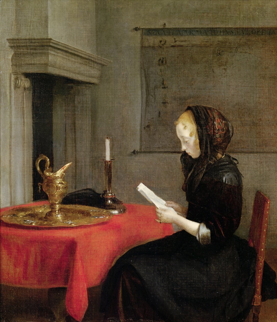 女人阅读，c.1662 作者 杰拉德·特·博尔赫