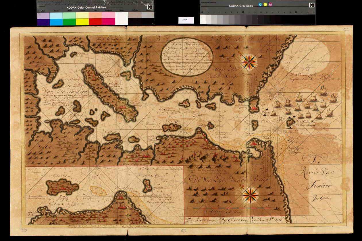 里约热内卢湾的地图，1709-13 作者 杰拉德·范·库伦