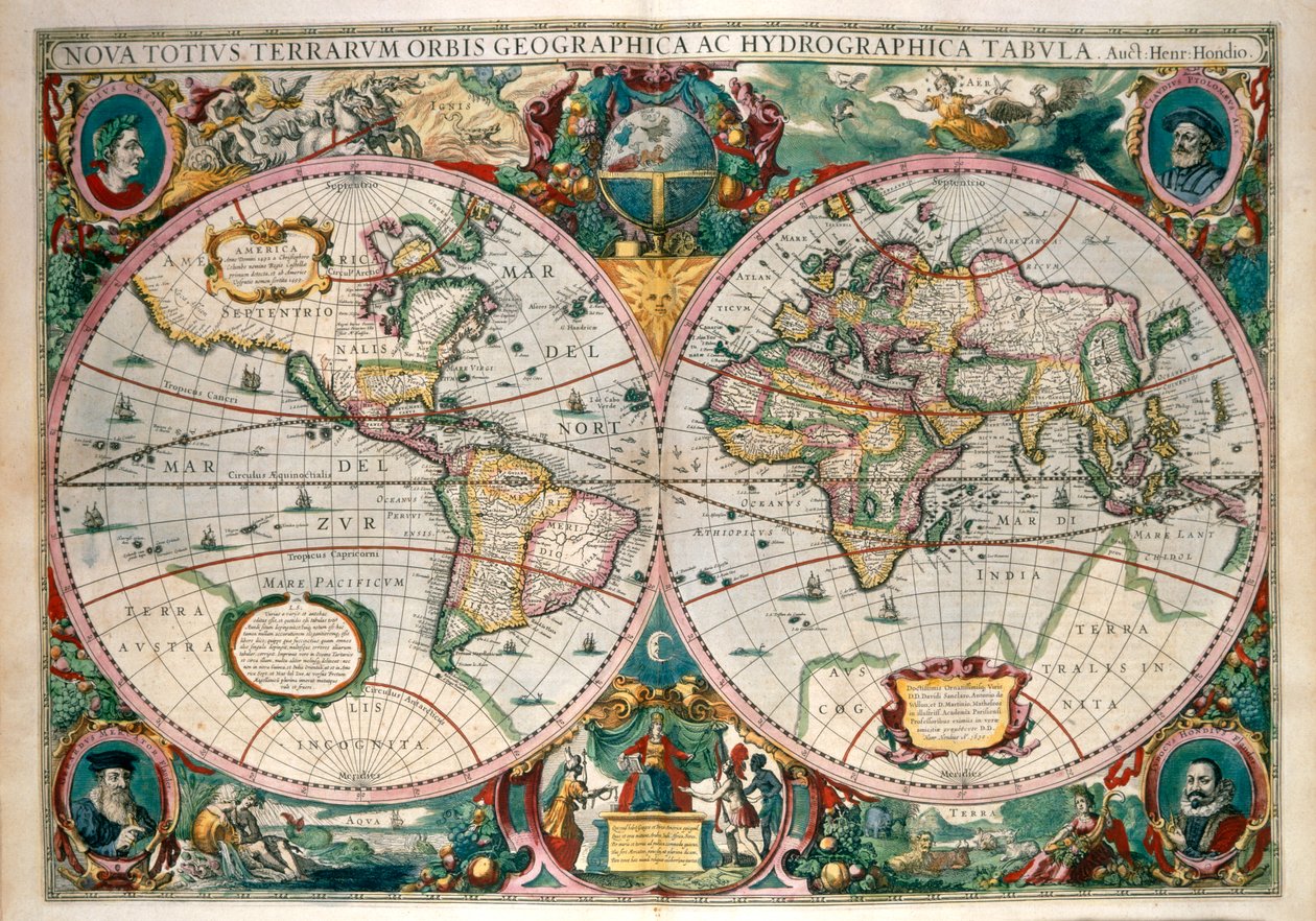世界地图，阿姆斯特丹 1633 年 作者 杰拉德（后）墨卡托