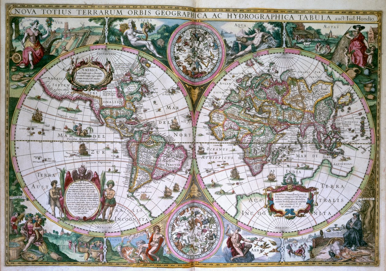 世界地图Nova Totius Terrarum Orbis 作者 杰拉德（后）墨卡托