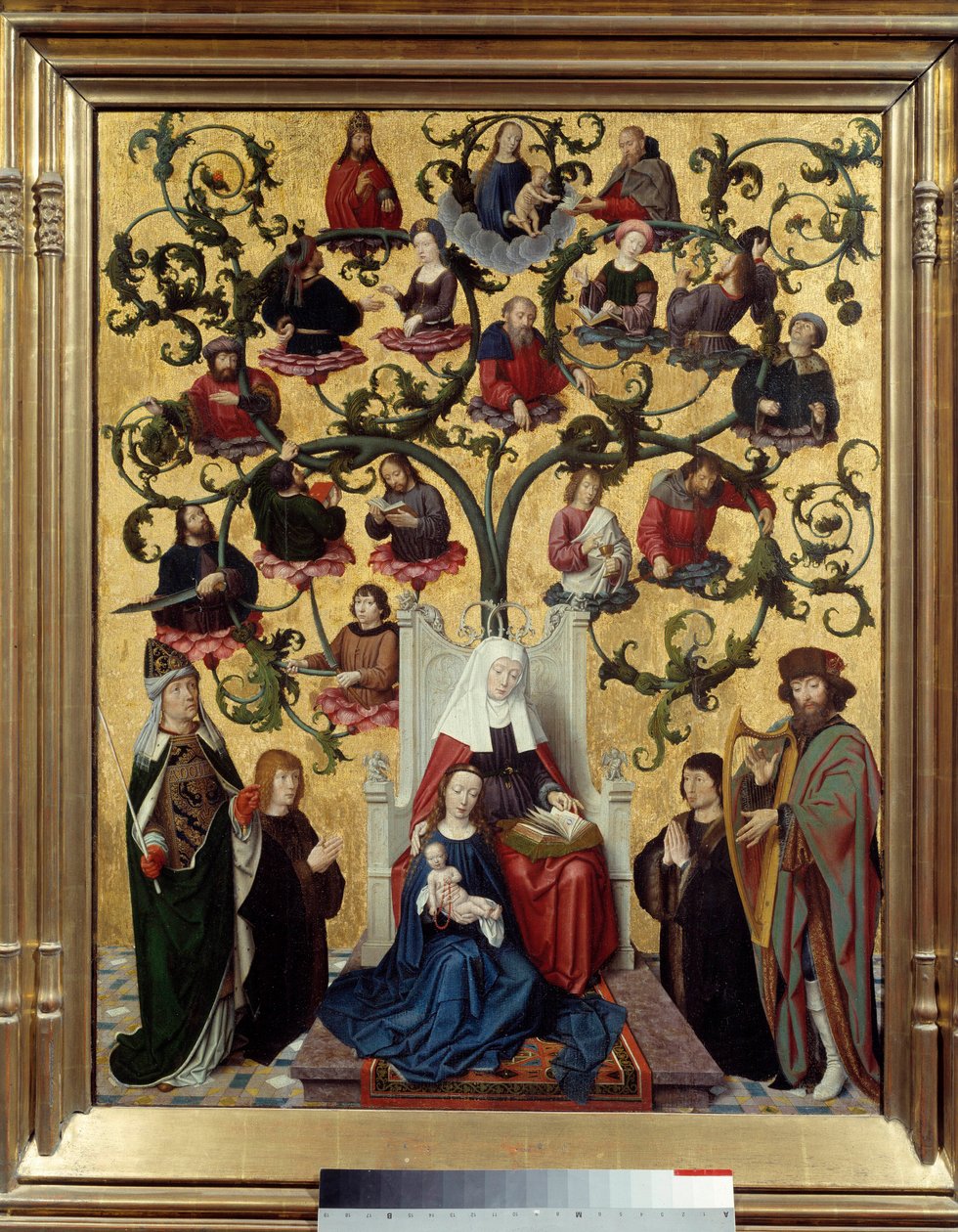 The line of Saint Anne Representation of the genealogical tree of Saint Anne, mother of Mary. Painting on wood by Gerard David (1460-1523). 1483. Sun. 0,88 x 0,69 Lyon, Musee des Beaux Arts 作者 杰拉德·大卫