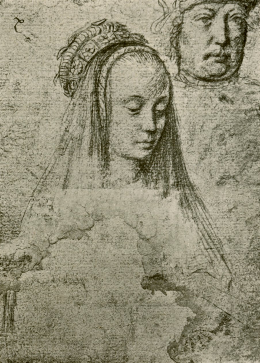 带头饰的年轻女子，1497-1498，1908年。 作者 杰拉德·大卫