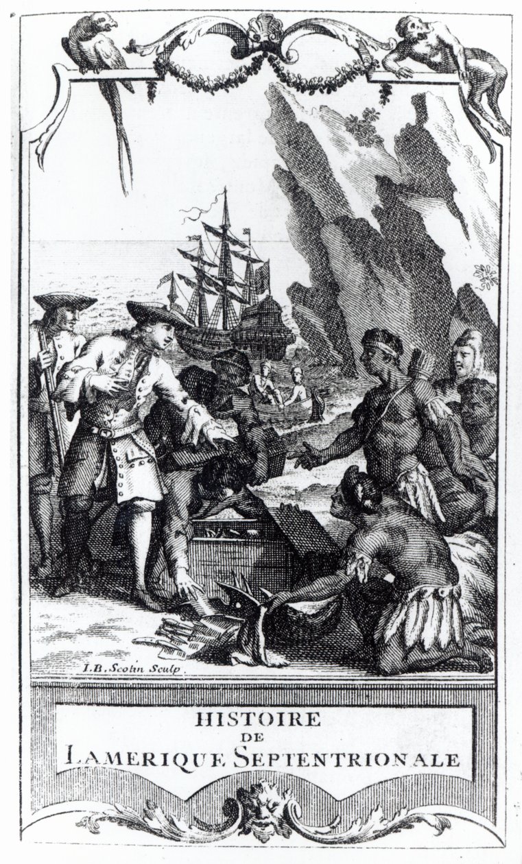 Bacqueville de La Potherie（1663-1736）的北美历史主题，发表于1753年（bw照片） 作者 杰拉德·简·巴蒂斯特·斯科汀