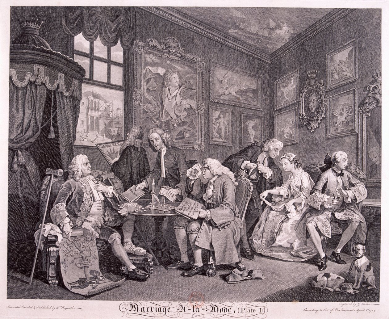 时尚的婚姻》，1745年，图版I 作者 杰拉德·简·巴蒂斯特·斯科汀