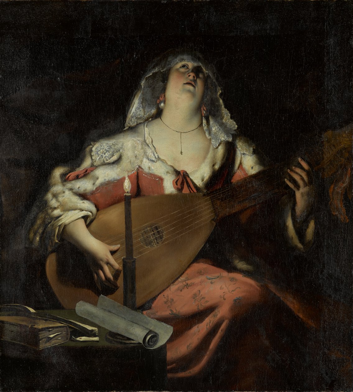 琵琶手》，约1620年代（布面油画） 作者 杰拉德·西格斯（Gerard Seghers）