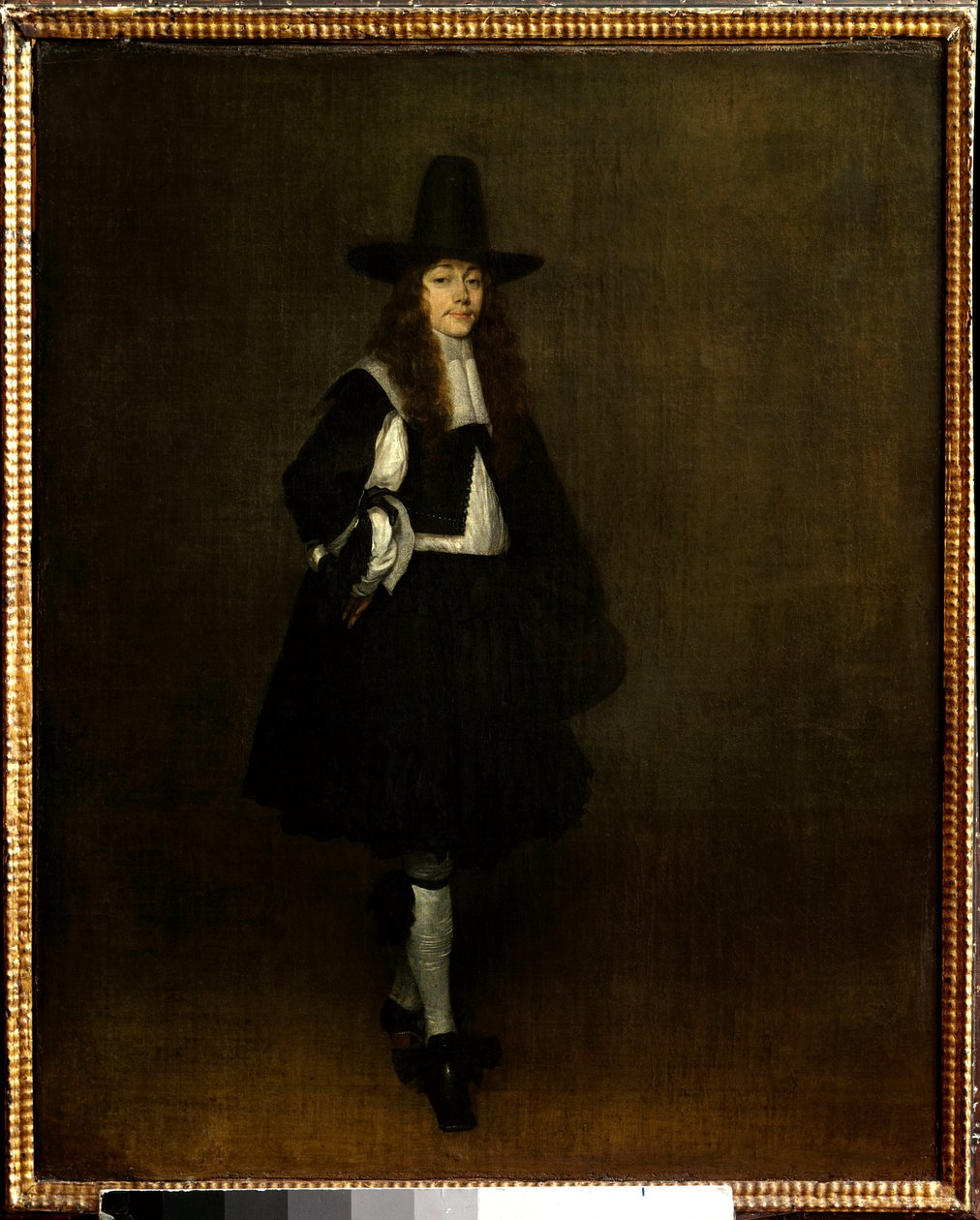 Gerard Ter Borch (1617-1681) 17 世纪太阳画的黑衣人肖像。 0,67x0,53 m 巴黎，卢浮宫博物馆 - 一个黑衣人的肖像。 Gerard Ter Borch (1617-1681) 的绘画 作者 杰拉德·特·博尔赫