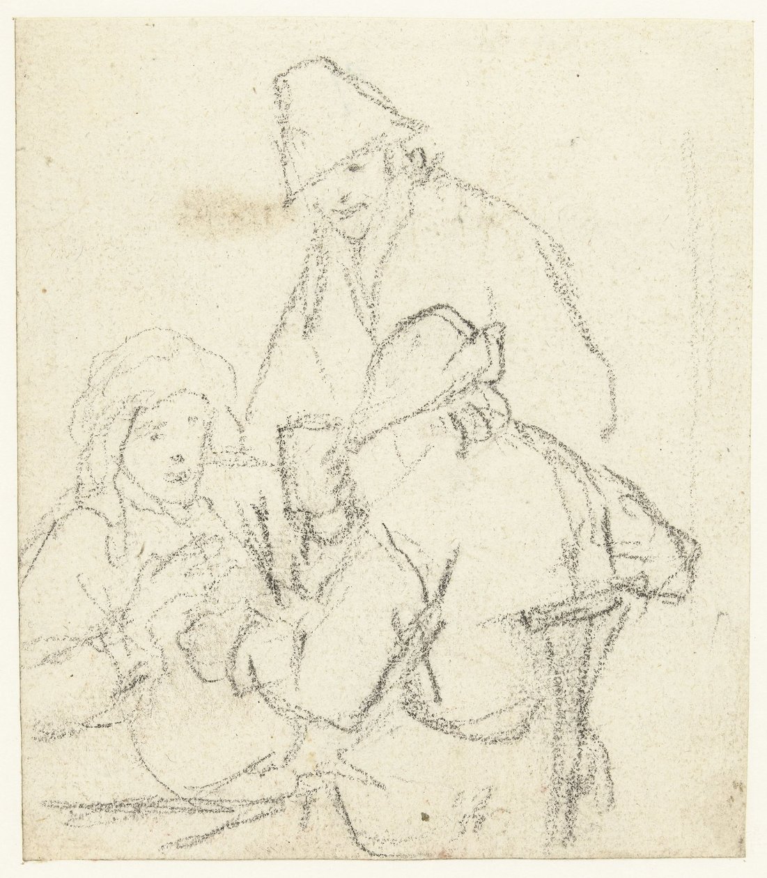 三个喝酒的农民围着一张桌子 作者 Gerard ter Borch (II) (可能)