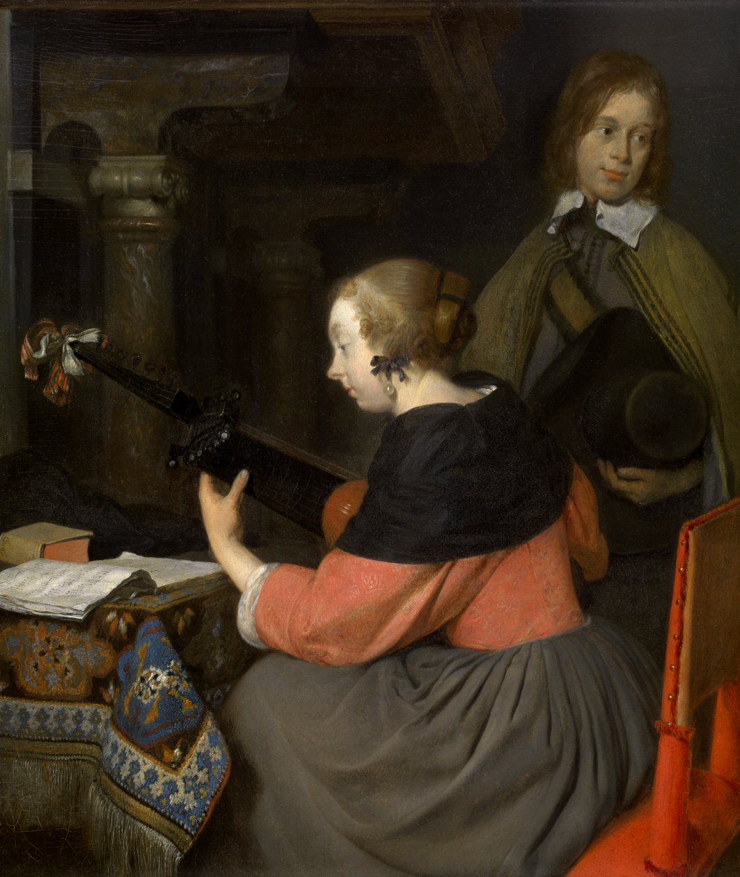 鲁特琴演奏者（面板油画） 作者 Gerard ter Borch 或 Terborch