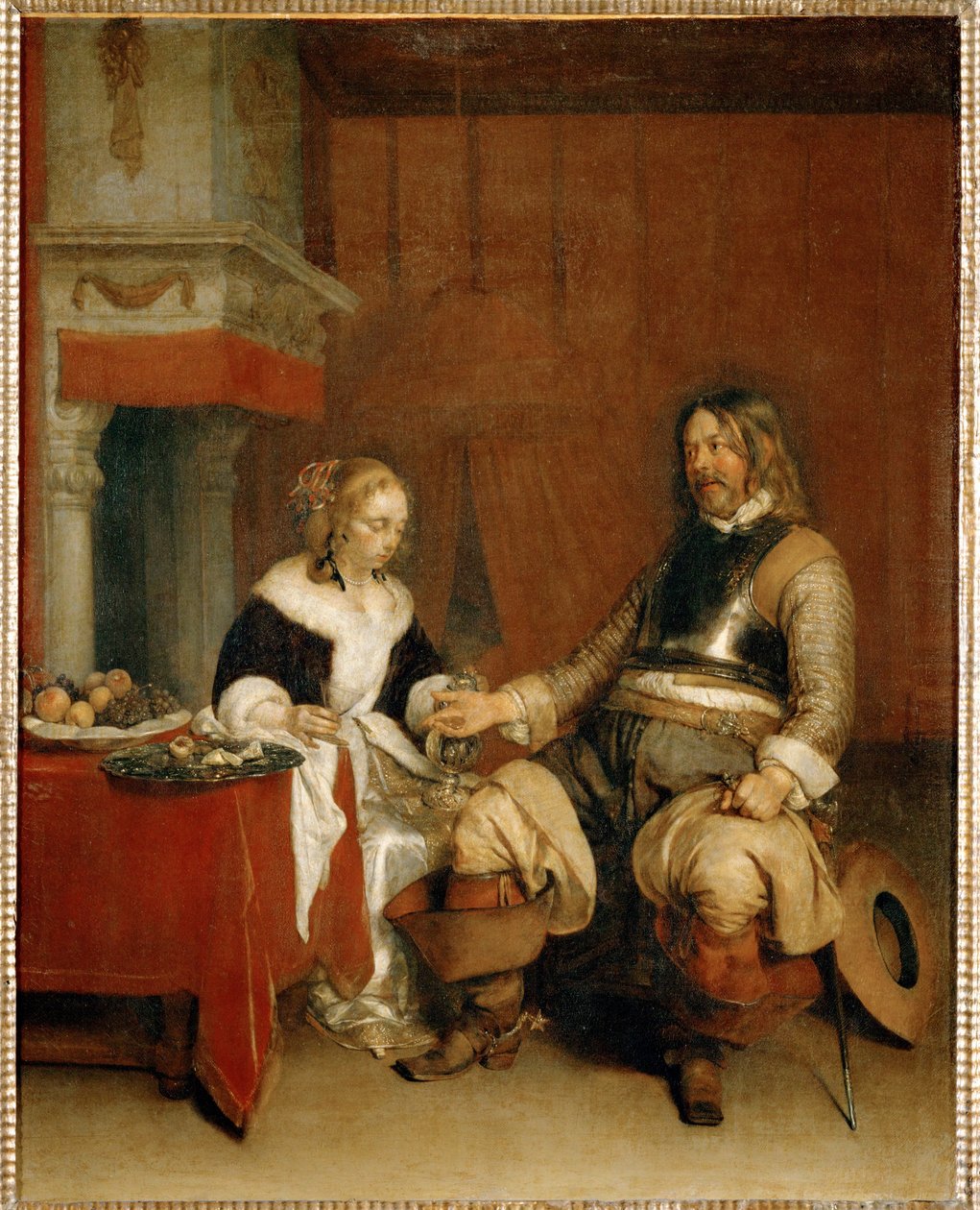 Le galant militaire - 潇洒的军官... 作者 Gerard ter Borch 或 Terborch