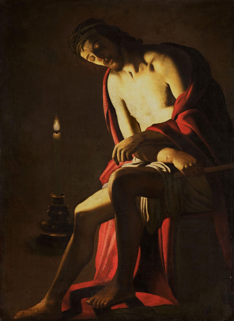 基督在冰冷的石头上 作者 Gerard van Honthorst（复制后）