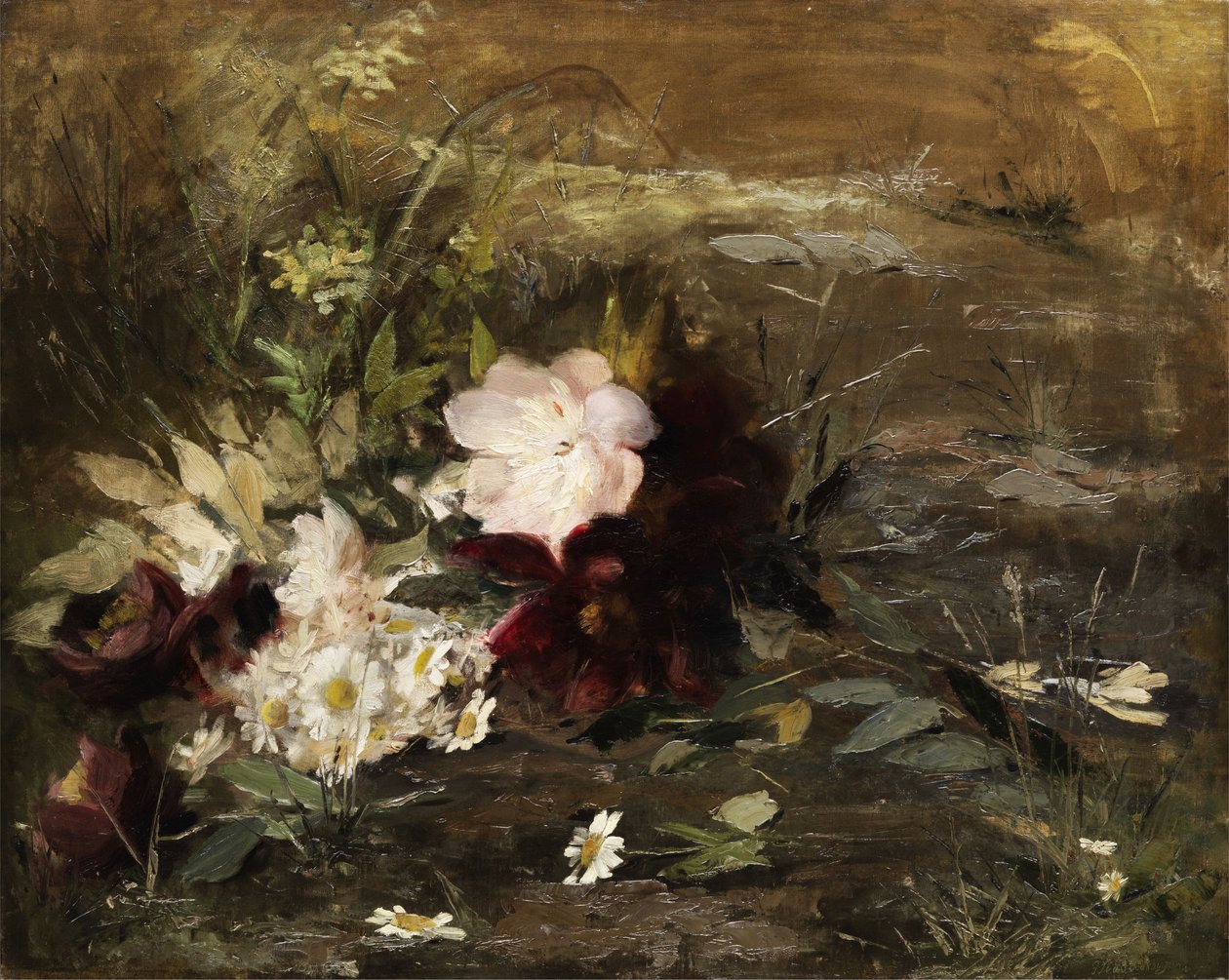 荷兰语: Seerosen 鲜花和岸边的雏菊 作者 杰拉迪娜（Gerardina Jacoba）van de Sande Bakhuyzen